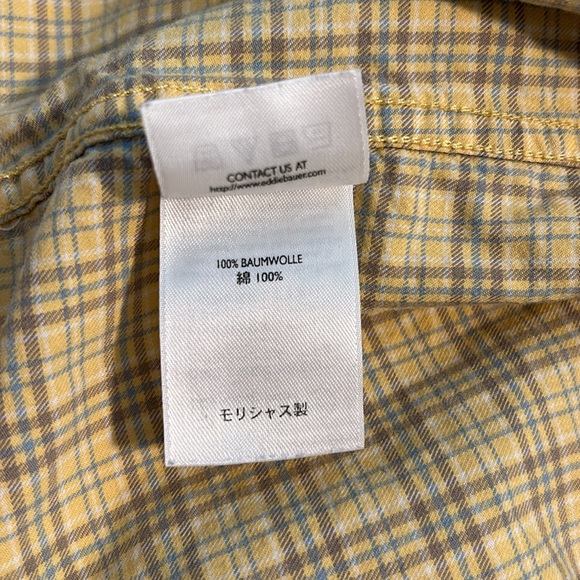 Eddie Bauer Button Up Men's Size L Yellow & Gray Long Sleeve - Picture 7 of 10